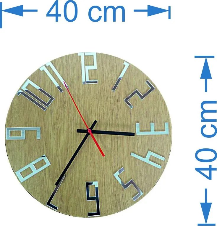 Modern falióra számokkal Tölgyfa - Ezüst I FOGO