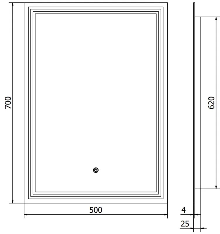 Mexen Taco, LED fürdoszobai tükör háttérvilágítással 50x70 cm, 6000K, páramentes, 9805-050-070-611-00