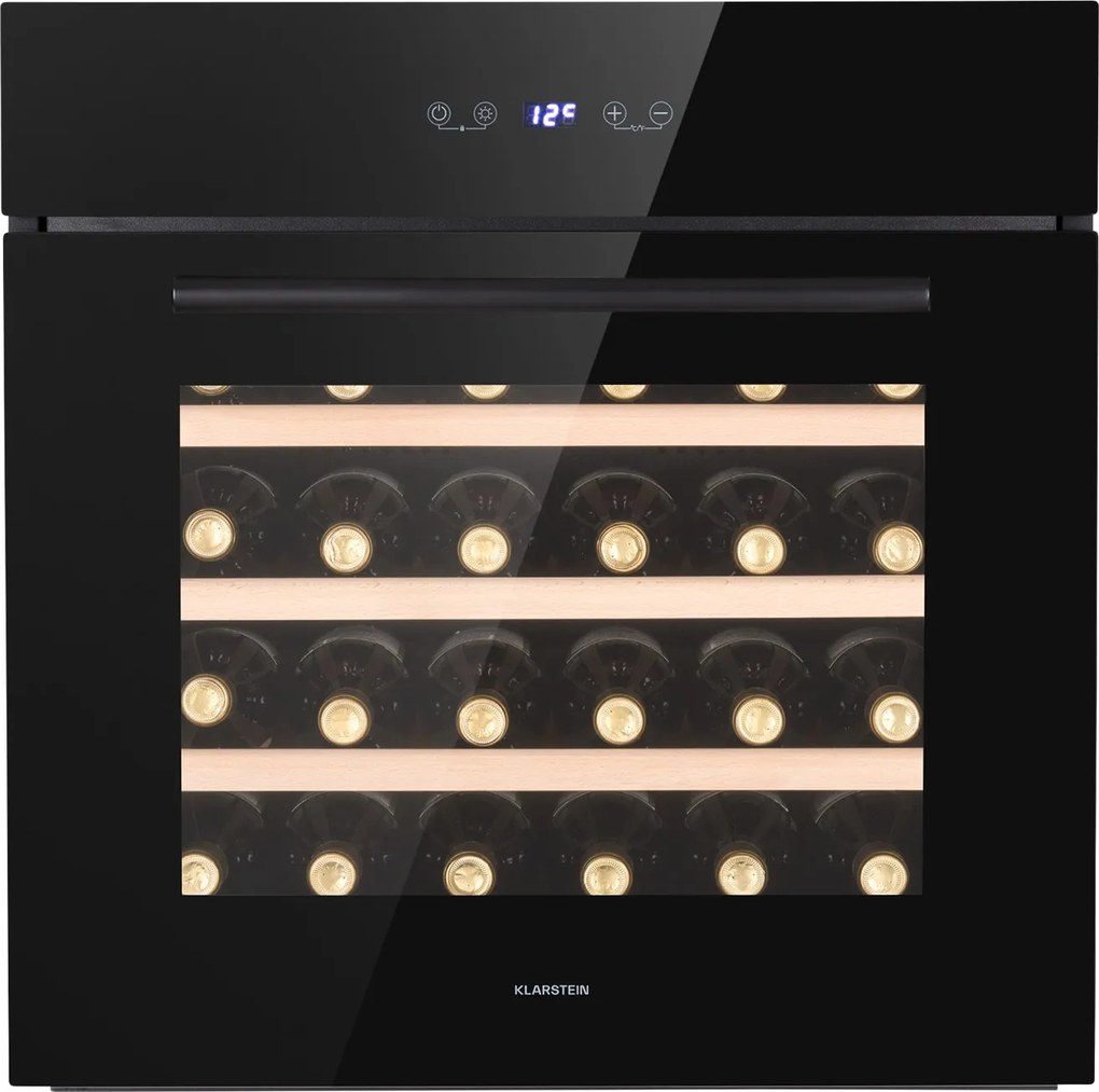 Klarstein Vinsider 30 Built-In Uno, beépített borhűtő, 77 liter, 30 palack, rozsdamentes acél