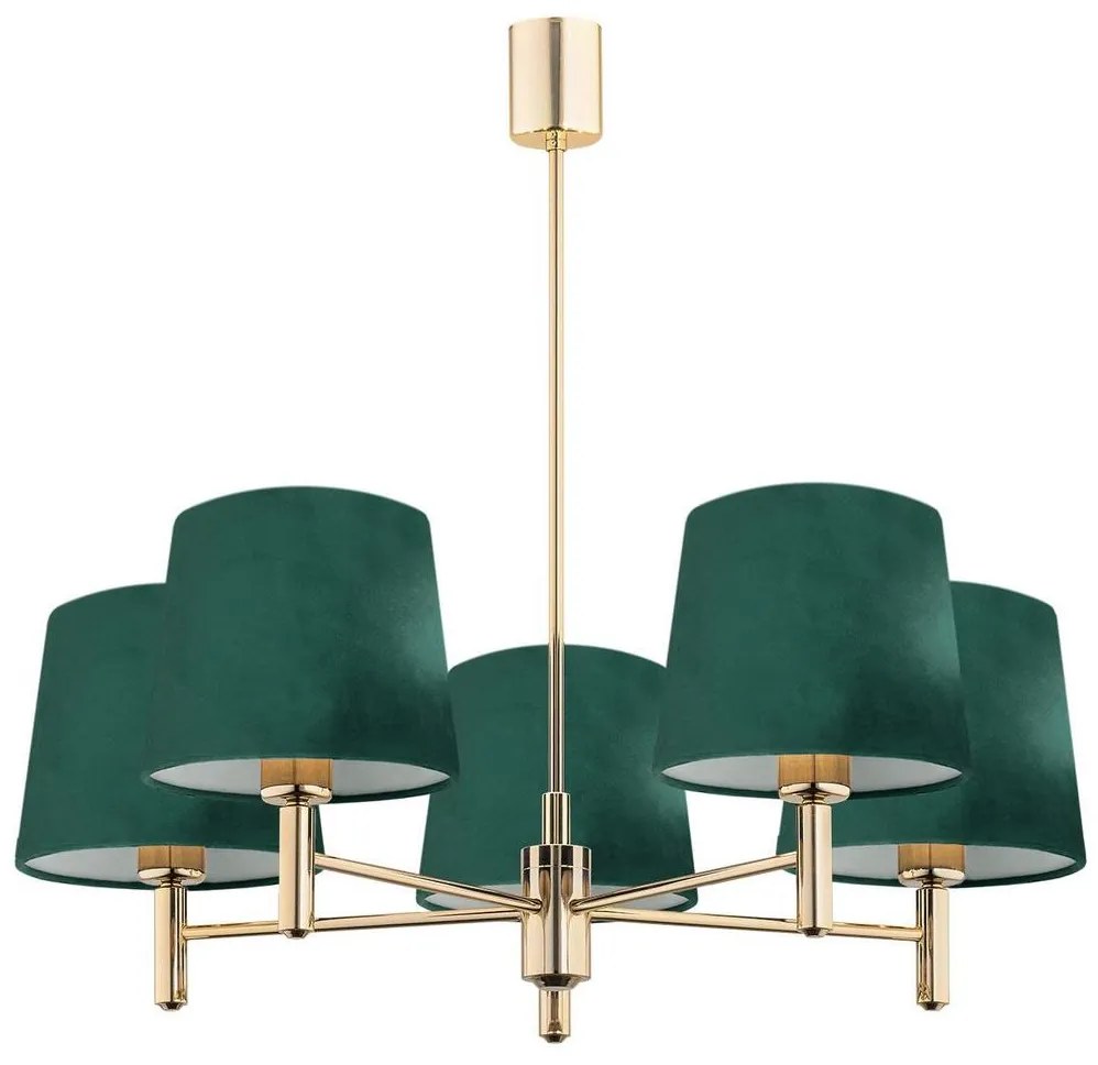 Argon 2145 - Csillár rúdon PONTE 5xE27/15W/230V zöld/sárgaréz