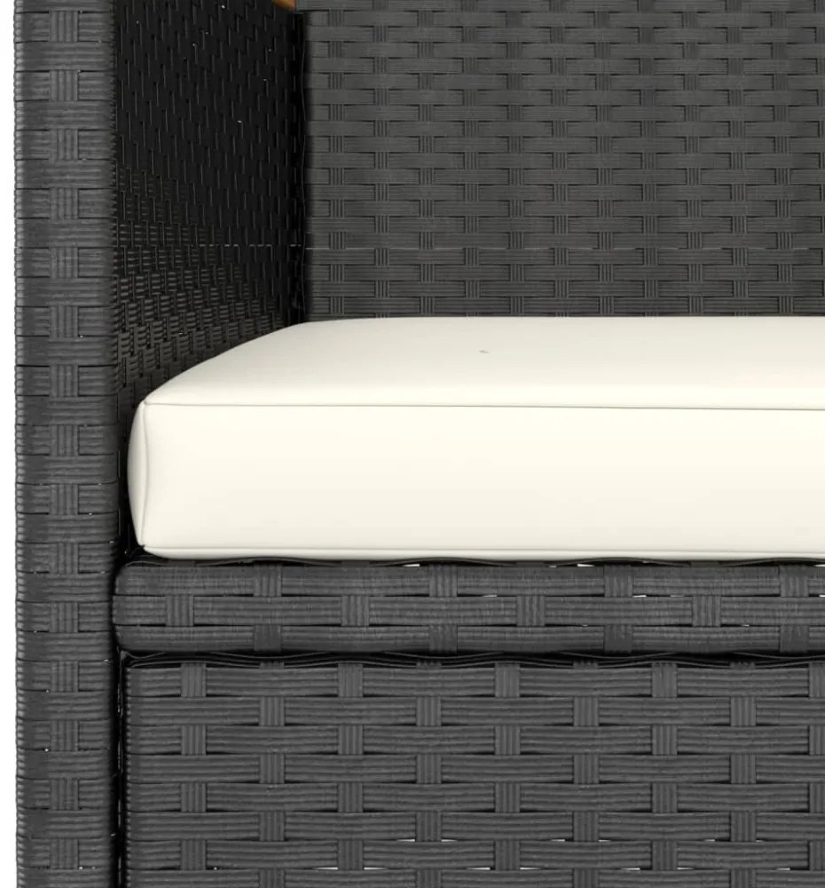4 részes fekete polyrattan kerti szék- és zsámolyszett