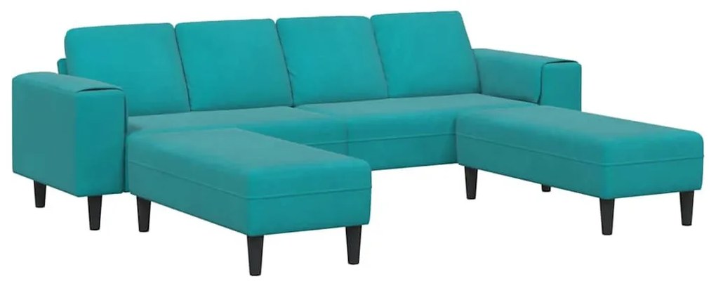 Kanapé Szett 3 pcs Türkiz Bársony