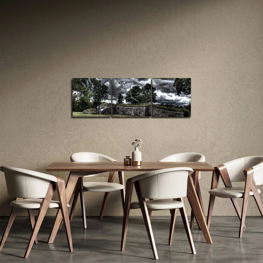 Egy felhős ég képe (órával) (90x30 cm)