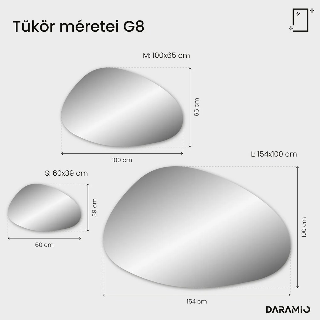 Kavics alakú tükör LED-világítással G8