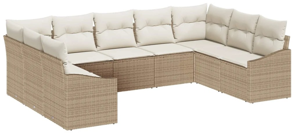 vidaXL Kerti Kanapé Szett tárolóval 9 pcs Beige és krém polirattan