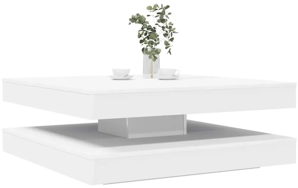 Fehér dohányzóasztal 360 fokban forgatható 90x90x34,5 cm