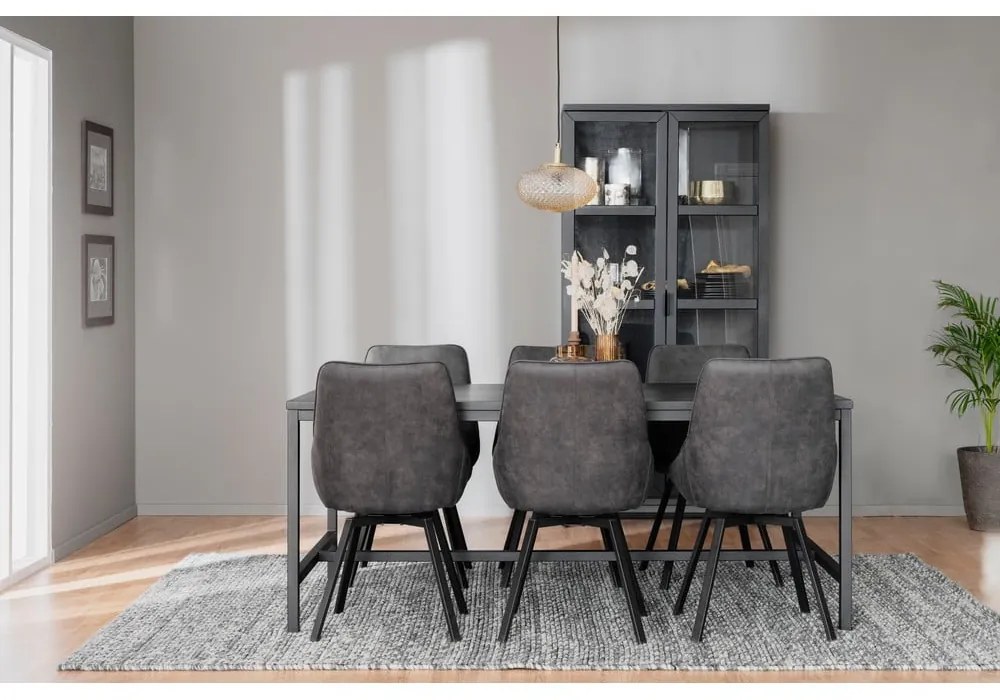 Fekete tölgyfa tálalószekrény 95x195 cm Everett - Rowico