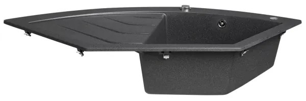 Sapho - sarokkonyhai mosogató 114x57,5 cm gránit/fekete