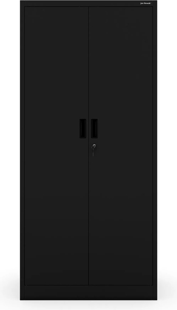 4 polcos fém irodai szekrény, fekete, 1750x800x400 mm: JAN Compact