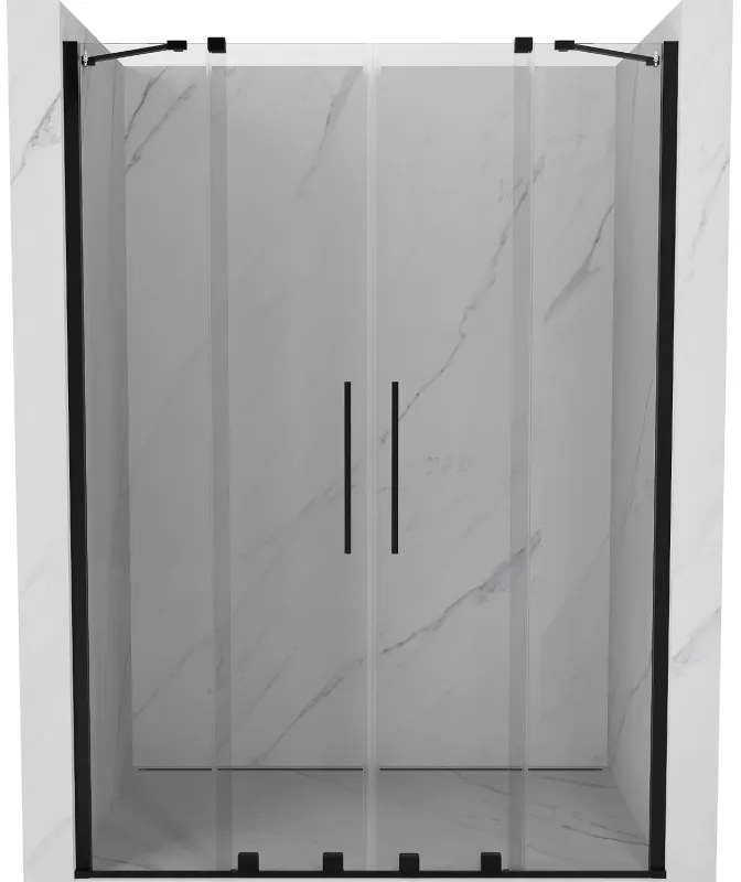 Mexen Velar Duo, nyitható tolóajtó 160x200 cm, 8mm átlátszó üveg, fekete matt, 871-160-000-02-70