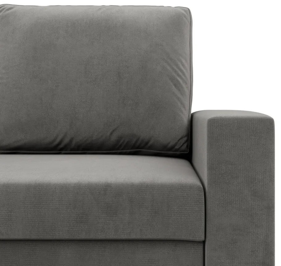 Zeus kanapéágy, bársony, hab töltet, egyenes kartámasz, világosszürke