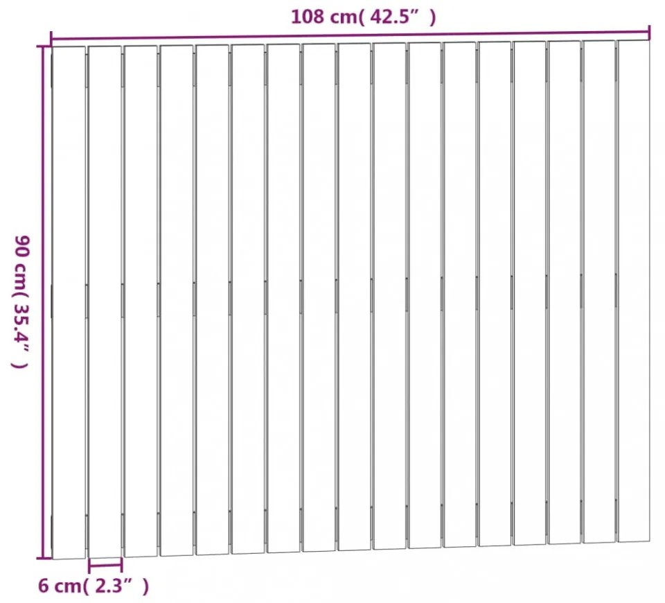 fehér tömör fenyőfa fali fejtámla 108x3x90 cm