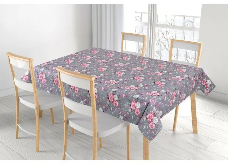 Bellatex Adéla rózsa virágok abrosz rózsaszín, 120 x 140 cm, 120 x 140 cm