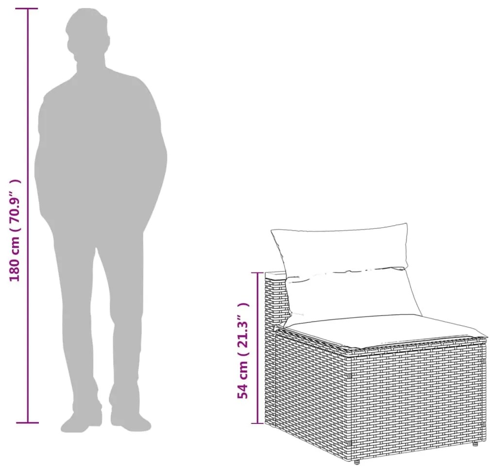 vidaXL 5 részes szürke polyrattan akácfa kerti ülőgarnitúra párnákkal