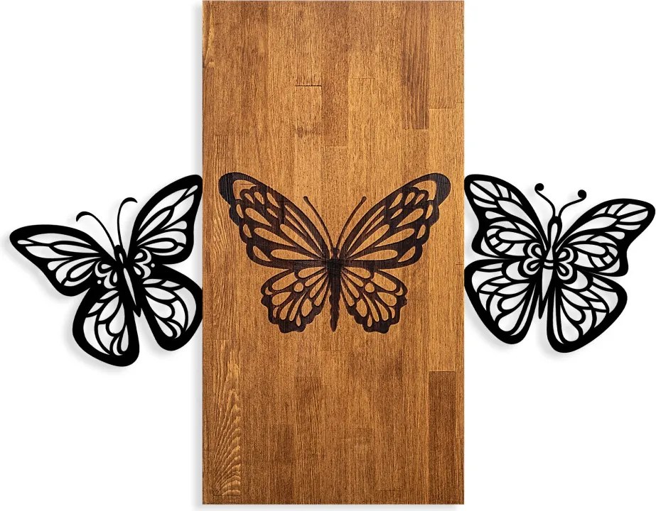 Butterflies fém fa fali dekoráció, 74×58 cm