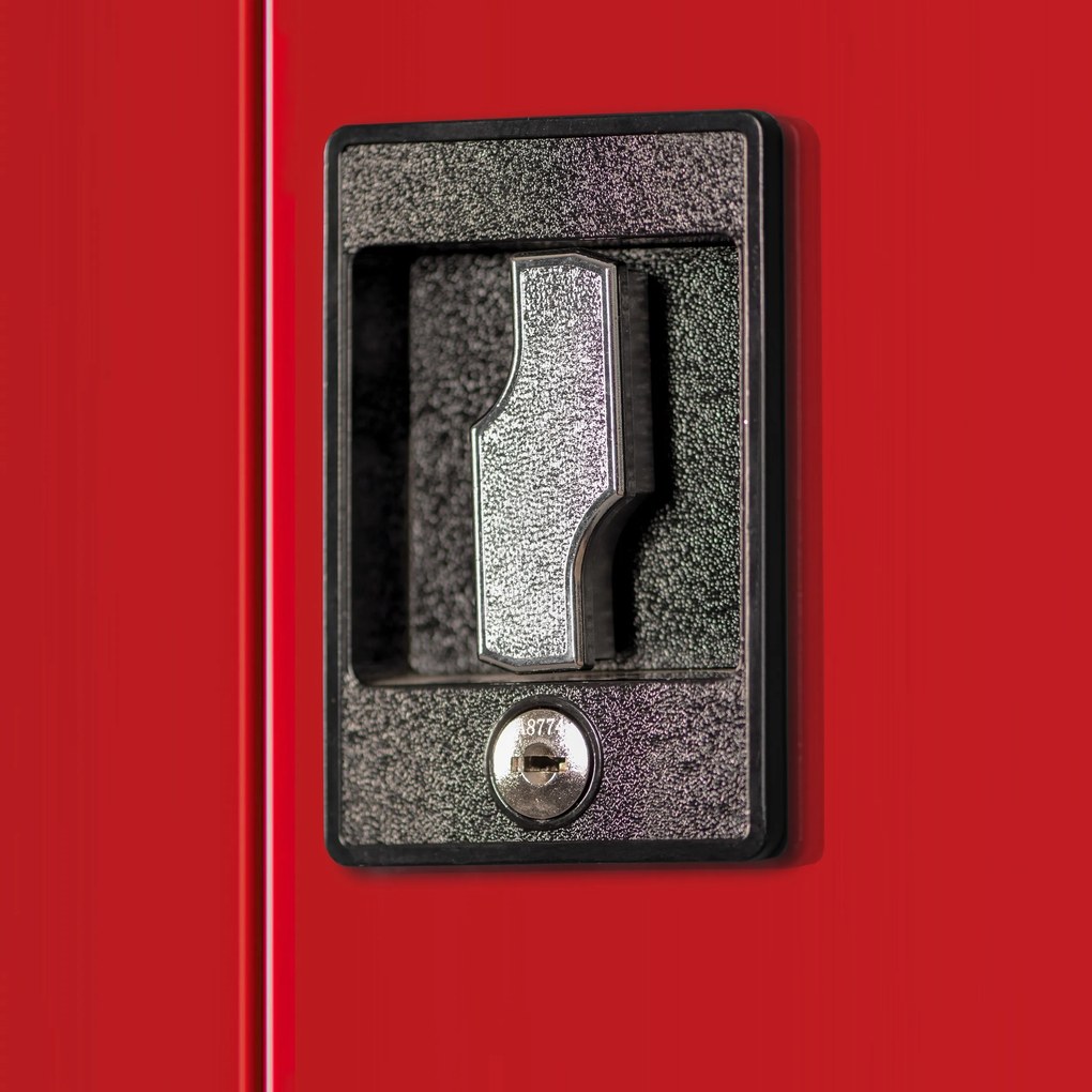 Fém műhelyszekrény polcokkal BRUNO, 920 x 1850 x 500 mm, antracit-piros