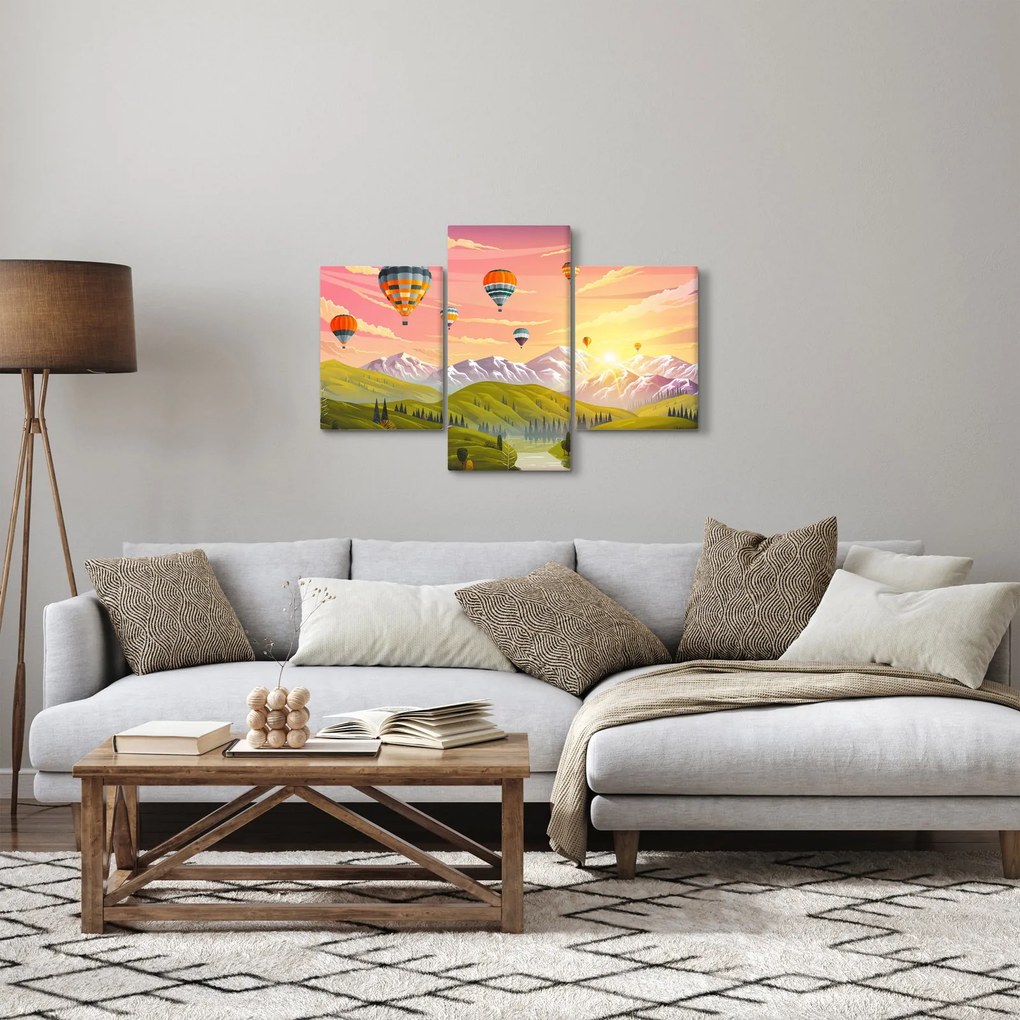 Léggömbök képe a táj felett (90x60 cm)