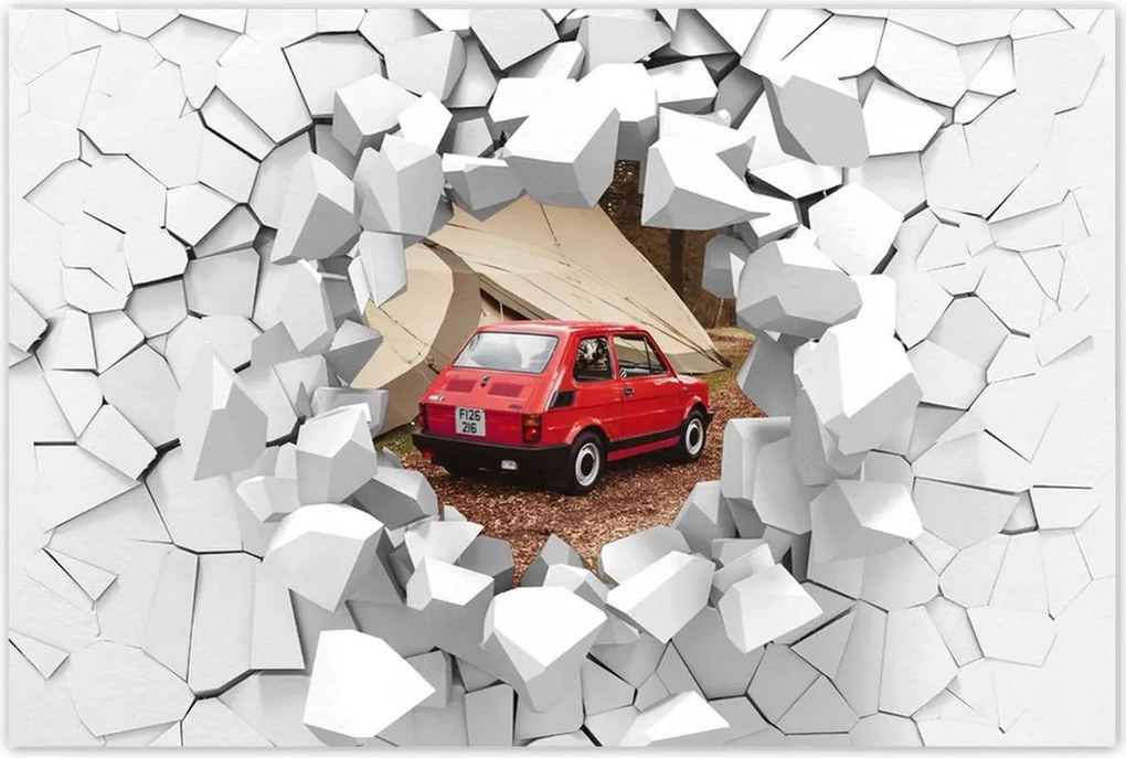 Poszterek 90x60 Piros kisautó Fiat 126p
