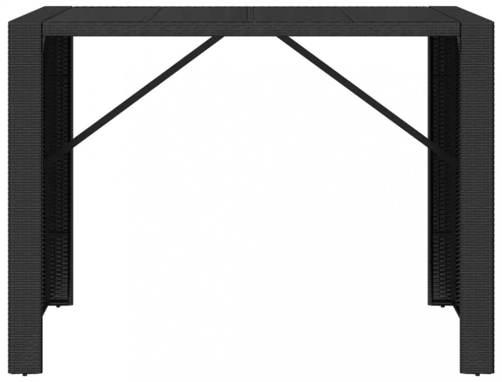 fekete polyrattan üveglapos bárasztal 145 x 80 x 110 cm