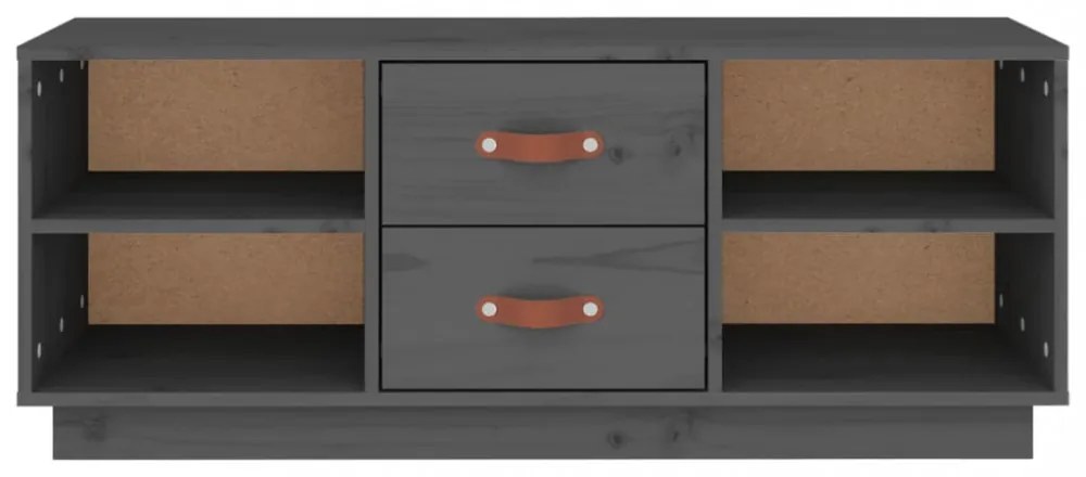 szürke tömör fenyőfa TV-szekrény 100x34x40 cm