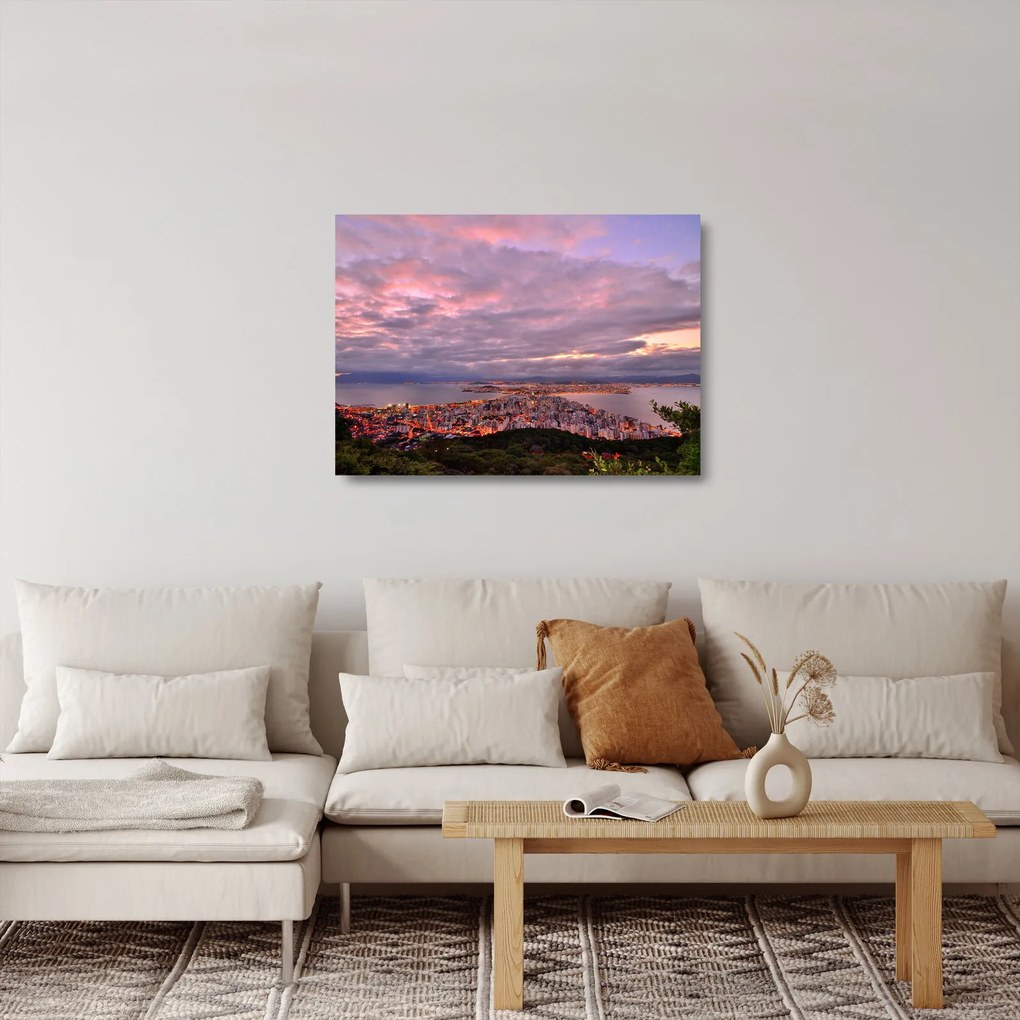 Kép - Alkonyat a város felett (üvegen) (70x50 cm)