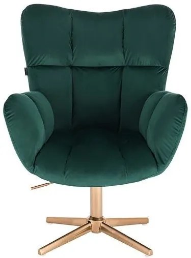 HR650CROSS Sötétzöld modern velúr szék arany lábbal