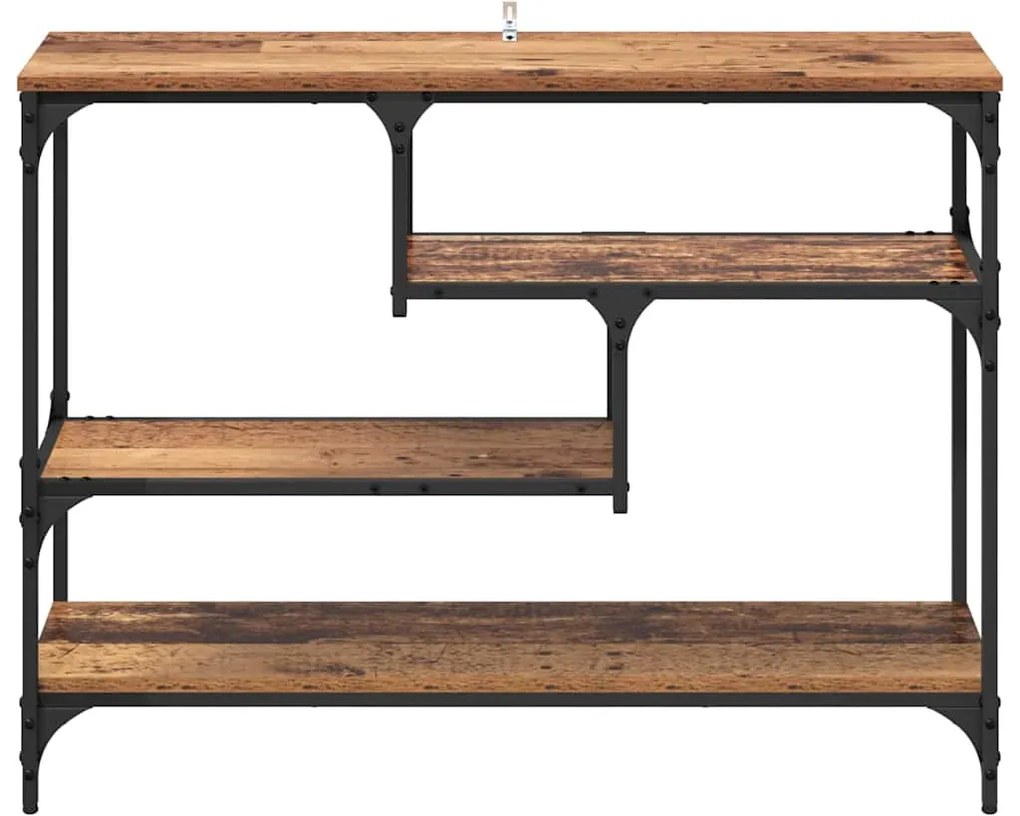 Konzolasztal polcokkal Régi fa 100 x 30 x 75 cm Faanyag