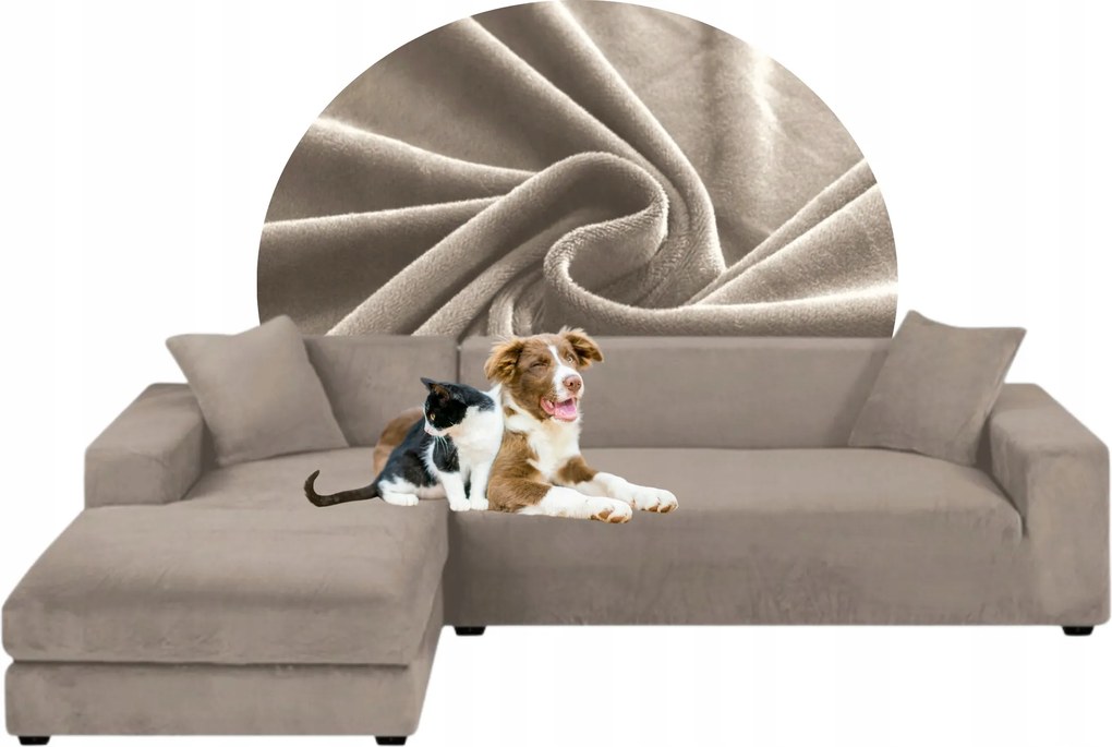 Teljes Sarok Huzat Kanapé Bézs Cappuccino Velúr Rugalmas 2+2 személyes