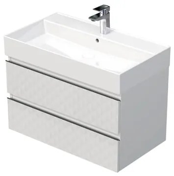 Fürdőszobaszekrény mosdóval SAT Cube Way 80x47,5x46 cm fehér matt CUBE3D46802ZBSAT