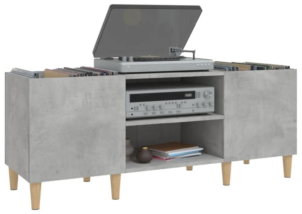 betonszürke szerelt fa hanglemezszekrény 121x38x48 cm