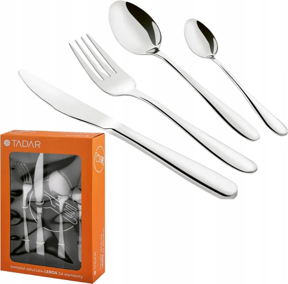 Evőeszköz szett 6 személyes 24 db-os fényes rozsdamentes acél étkező