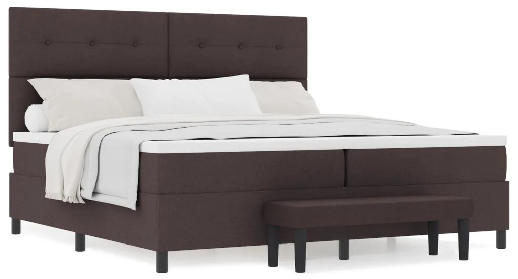 Box Spring Ágy matraccal és padtartóval Sötét Barna 200x200 cm Szövet