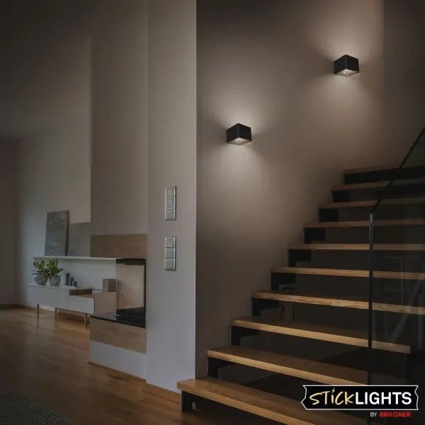 Briloner 3879015 - BORRA LED újratölthető fali lámpa érzékelővel, 1,5W/5V, 3600 mAh, fekete