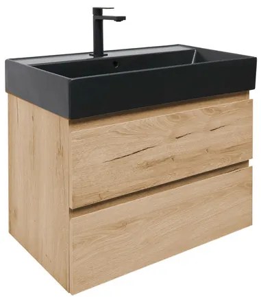 SAT B-Way Fürdőszobaszekrény mosdóval, 2 fiókos 79x50x45 cm matt tölgy BWAY280OAKU2B2B