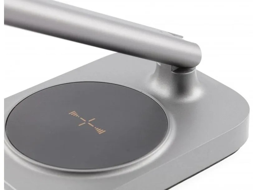 Lámpa Asztali BRESSI 8W, 450lm, AC220-240V, 3-CCT, Wireless töltő, USB, PF>0,5, RA>80, szürke