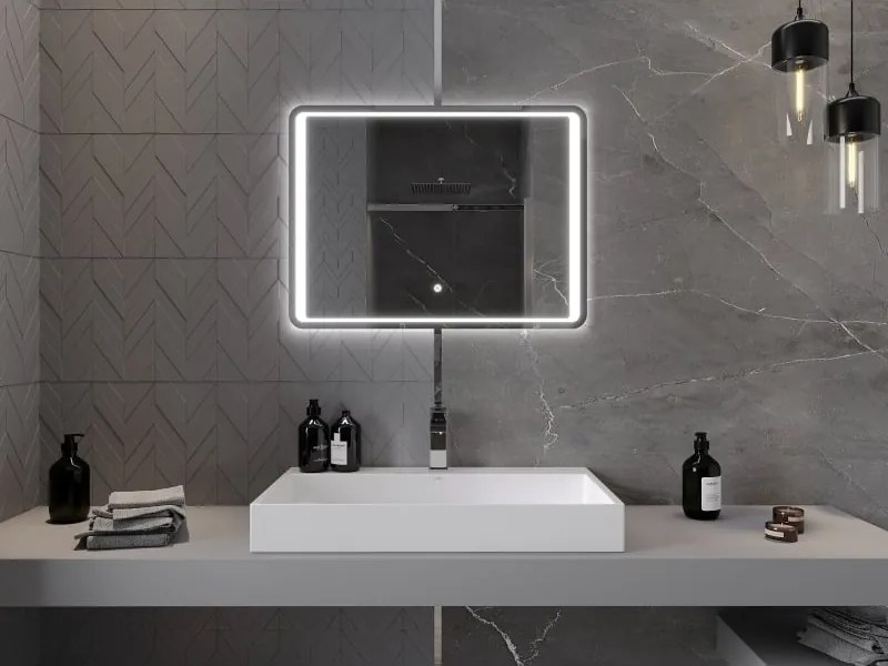 Mexen Zusa 80 x 60 cm-es fürdőszobai megvilágított tükör, LED 6000K, páramentes - 9808-080-060-611-00