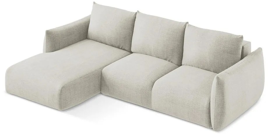 Bézs kinyitható sarokkanapé (bal oldali-heverő résszel) Leila – Makamii