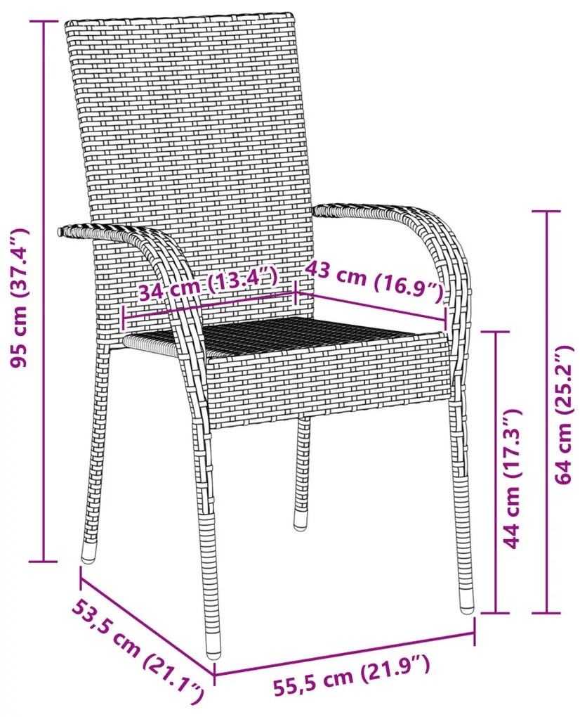 5 részes Kerti Étkezőszett – Szürke Poli Rattan