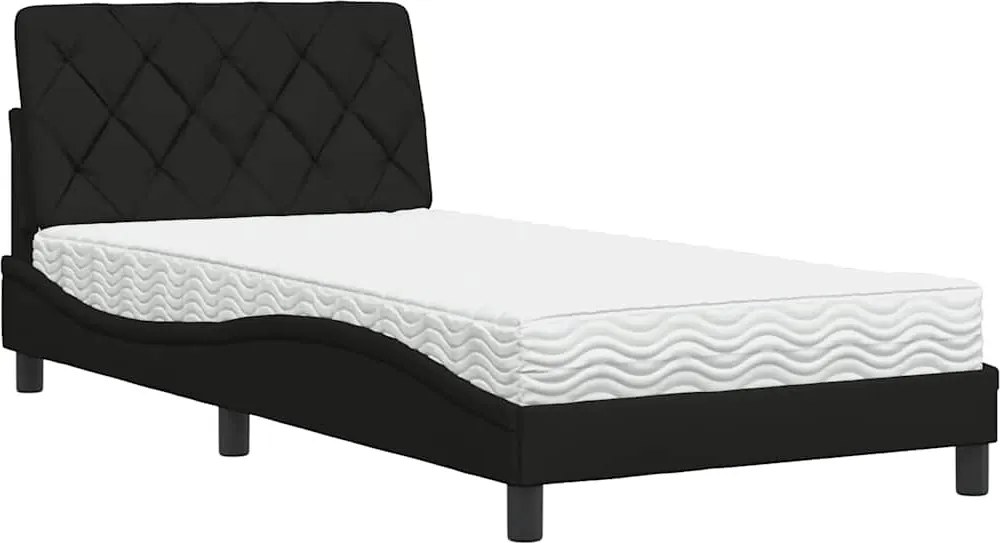 vidaXL fekete szövet ágy matraccal 100x200 cm