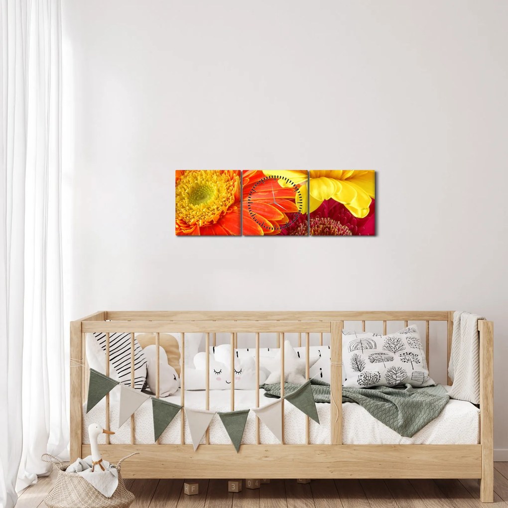 Kép - Virágok Gerbery (órával) (90x30 cm)