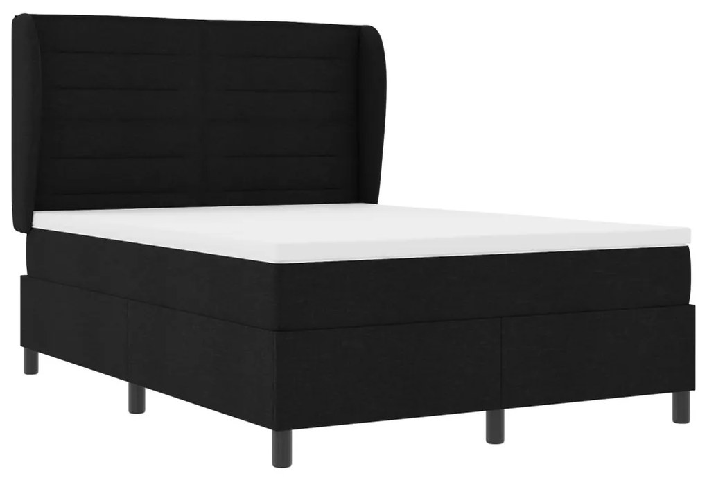 Boxspring Ágy Mattal Fekete 160x200 cm Szövet