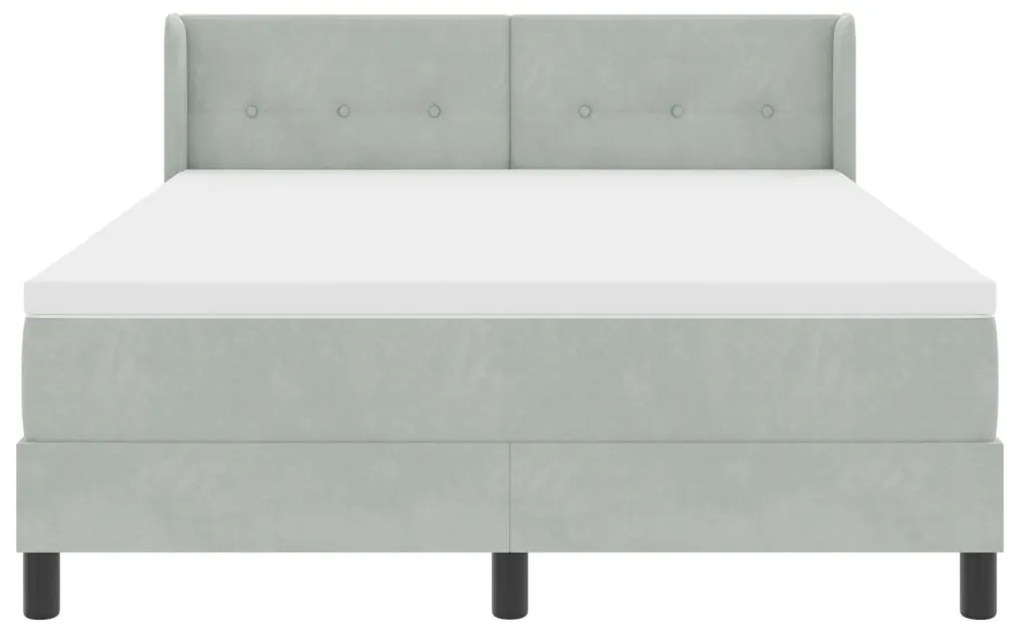 Boxspring Ágy Matrac Kellemes Szürke 140x200 cm Bársonyos