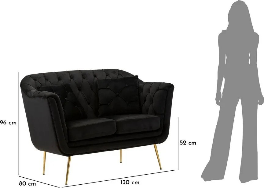 Fekete bársony kanapé 130 cm Budapest – Mauro Ferretti