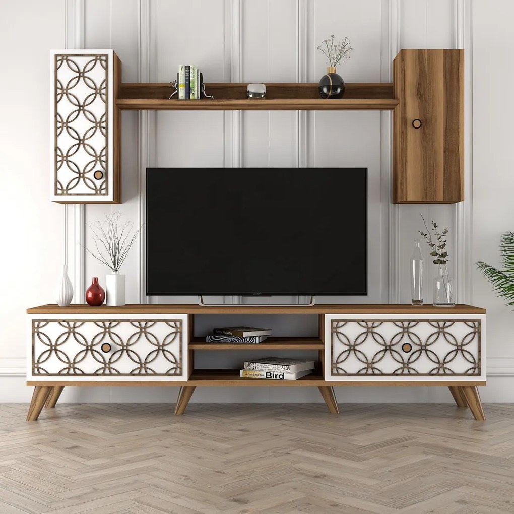 Class TV-állvány, dió-fehér, 180 cm – TR845HCT3011