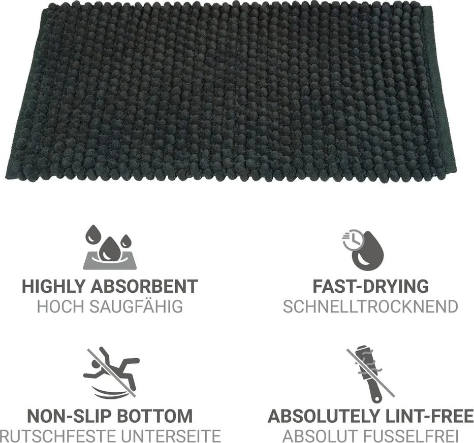 Sötétzöld textil fürdőszobai kilépő 50x80 cm Solivo – Wenko