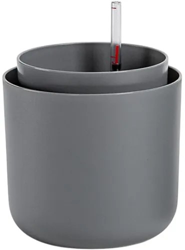Plastia Tolita önöntöző virágtartó, szürke, átmérő: 16 cm, 16 cm átmérőjű