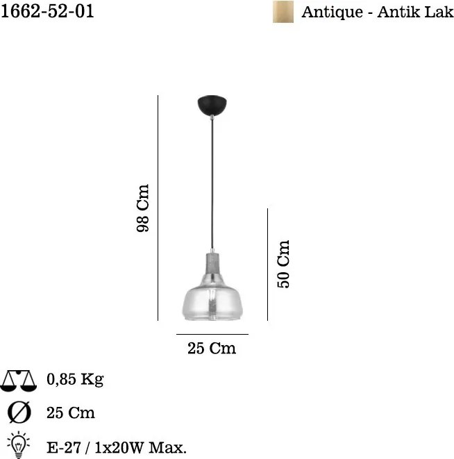 Ace fém függőlámpa, Ø25 cm