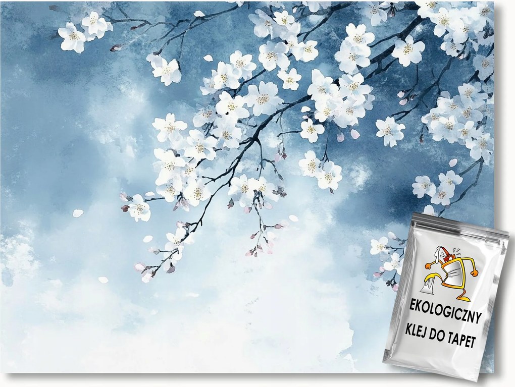 Fotótapéta Flizelina Természet Fa Ág Fehér Cseresznye Virágok 254x184 ragasztó