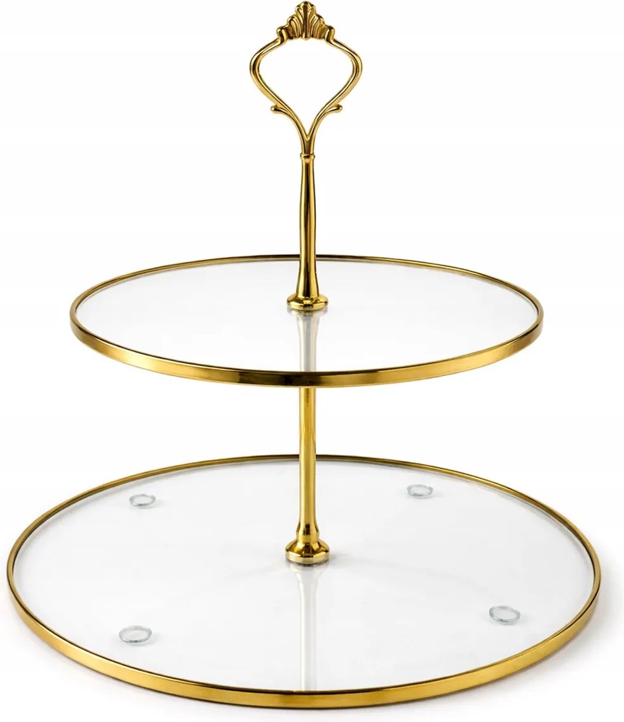 Patera Üveg 2 szintes Vera Arany Sütemények Gyümölcsök