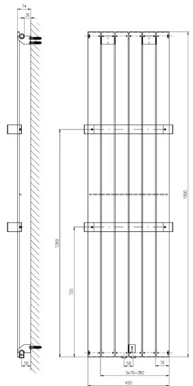 Sapho - fürdőszobai radiátor COLONNA 910W/230V 45x180 cm fehér